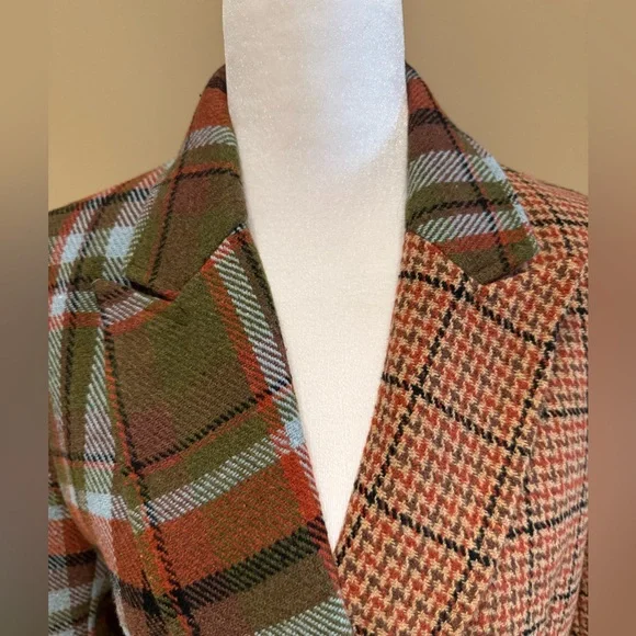 Sam Edelman Women's Imogen Mixed-Plaid Double-Breasted Blazer Small - Picture 8 of 14